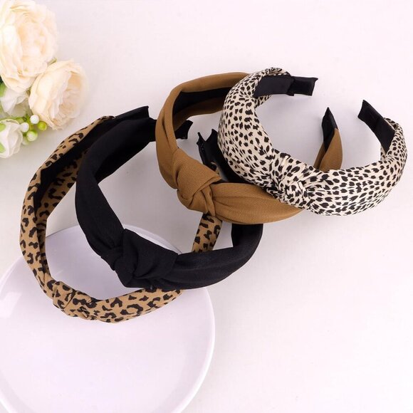 Women\'s Nylon Headbands 4-Pack Non-Slip Wide Leopard Black White Fashion main image 8